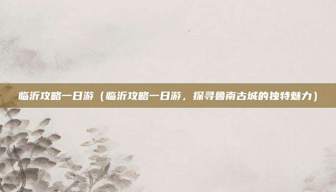 临沂攻略一日游（临沂攻略一日游，探寻鲁南古城的独特魅力）