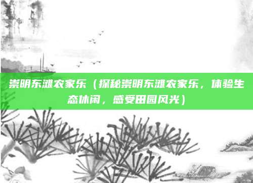 崇明东滩农家乐(探秘崇明东滩农家乐,体验生态休闲,感受田园风光)