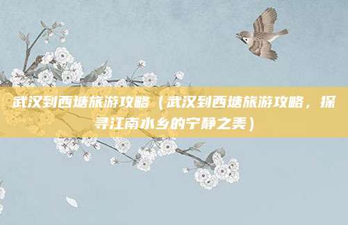 武汉到西塘旅游攻略(武汉到西塘旅游攻略,探寻江南水乡的宁静之美)