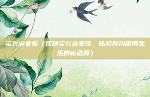 宝兴农家乐(探秘宝兴农家乐,体验四川田园生活的新选择)