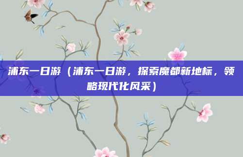 浦东一日游(浦东一日游,探索魔都新地标,领略现代化风采)