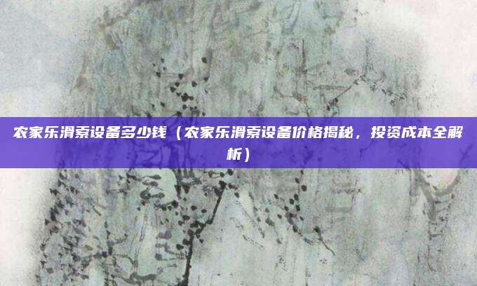 农家乐滑索设备多少钱（农家乐滑索设备价格揭秘，投资成本全解析）
