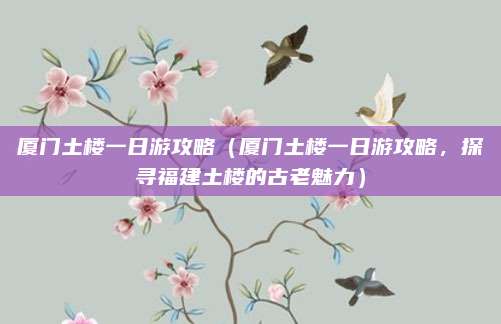 厦门土楼一日游攻略(厦门土楼一日游攻略,探寻福建土楼的古老魅力)