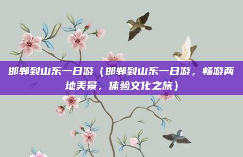邯郸到山东一日游(邯郸到山东一日游,畅游两地美景,体验文化之旅)