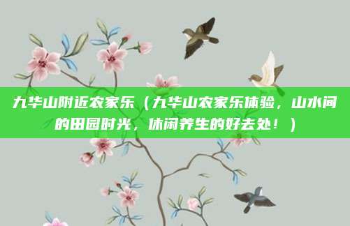 九华山附近农家乐(九华山农家乐体验,山水间的田园时光,休闲养生的好去处!)