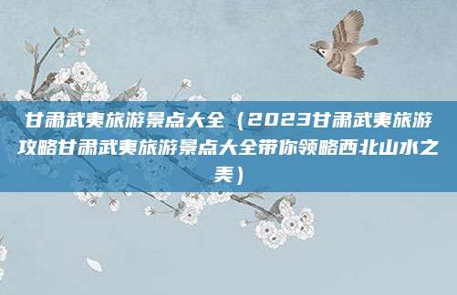 甘肃武夷旅游景点大全(2023甘肃武夷旅游攻略甘肃武夷旅游景点大全带你领略西北山水之美)