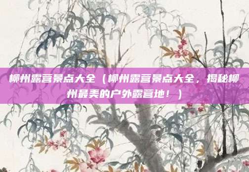 柳州露营景点大全(柳州露营景点大全,揭秘柳州最美的户外露营地!)