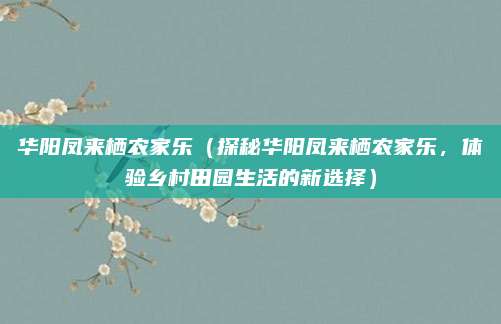 华阳凤来栖农家乐(探秘华阳凤来栖农家乐,体验乡村田园生活的新选择)