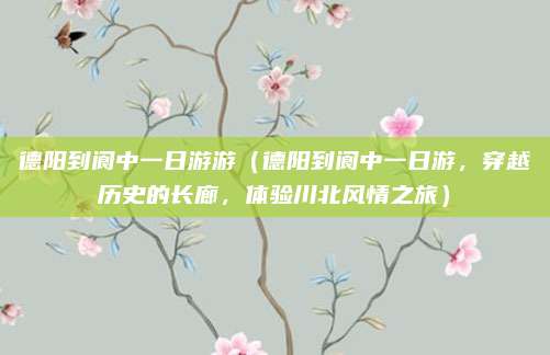 德阳到阆中一日游游(德阳到阆中一日游,穿越历史的长廊,体验川北风情之旅)
