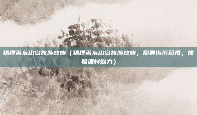 福建省东山岛旅游攻略（福建省东山岛旅游攻略，探寻海滨风情，体验渔村魅力）