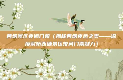 西塘景区夜间门票（揭秘西塘夜色之美——深度解析西塘景区夜间门票魅力）