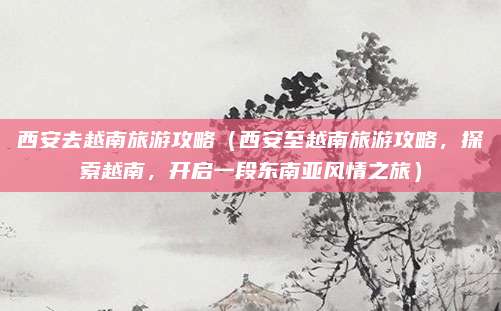 西安去越南旅游攻略（西安至越南旅游攻略，探索越南，开启一段东南亚风情之旅）