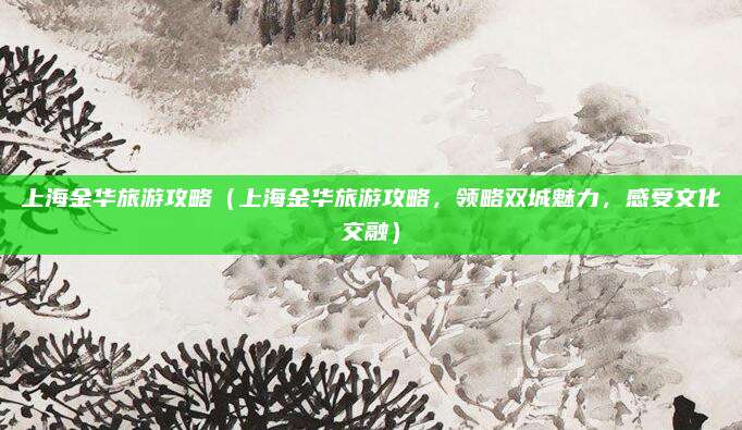 上海金华旅游攻略(上海金华旅游攻略,领略双城魅力,感受文化交融)