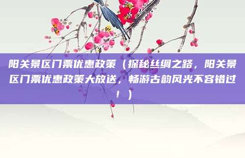 阳关景区门票优惠政策(探秘丝绸之路,阳关景区门票优惠政策大放送,畅游古韵风光不容错过!)