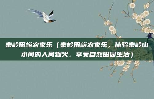 秦岭田峪农家乐(秦岭田峪农家乐,体验秦岭山水间的人间烟火,享受自然田园生活)