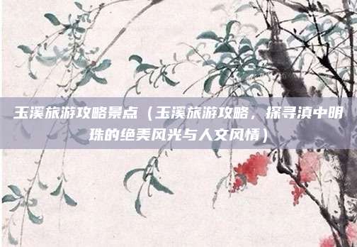 玉溪旅游攻略景点(玉溪旅游攻略,探寻滇中明珠的绝美风光与人文风情)