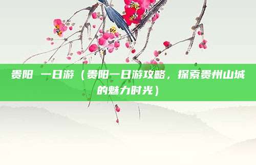 贵阳 一日游(贵阳一日游攻略,探索贵州山城的魅力时光)