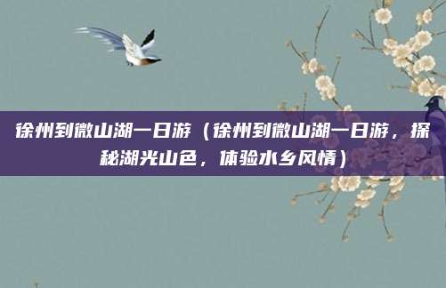 徐州到微山湖一日游(徐州到微山湖一日游,探秘湖光山色,体验水乡风情)