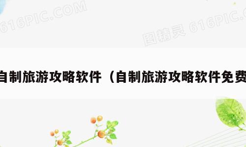 自制旅游攻略软件（自制旅游攻略软件免费）