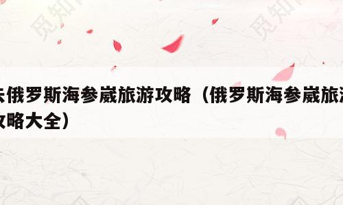 去俄罗斯海参崴旅游攻略（俄罗斯海参崴旅游攻略大全）