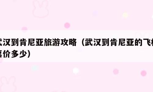 武汉到肯尼亚旅游攻略（武汉到肯尼亚的飞机票价多少）