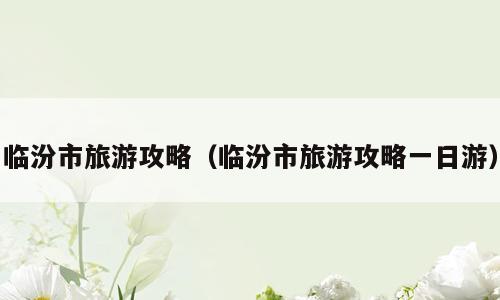 临汾市旅游攻略（临汾市旅游攻略一日游）