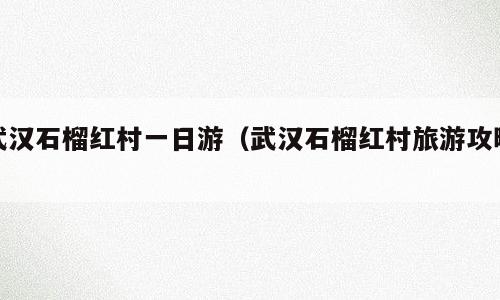 武汉石榴红村一日游（武汉石榴红村旅游攻略）