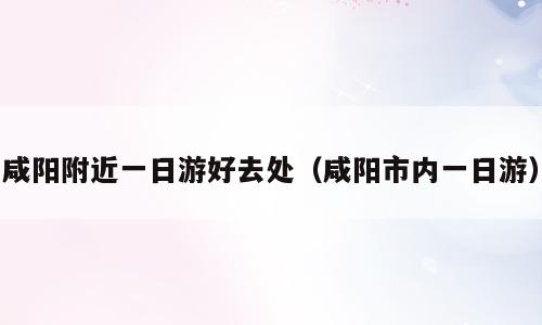 咸阳附近一日游好去处（咸阳市内一日游）