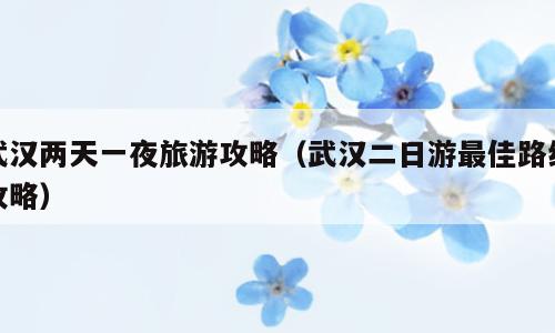 武汉两天一夜旅游攻略（武汉二日游最佳路线攻略）