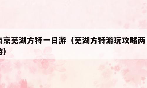 南京芜湖方特一日游（芜湖方特游玩攻略两日游）