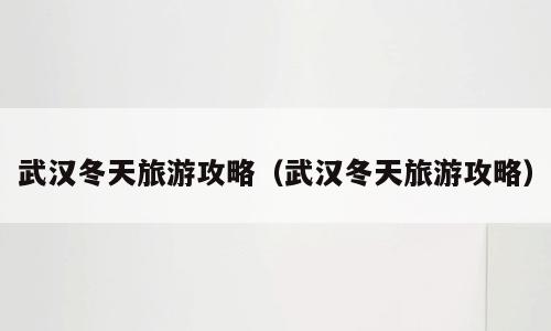 武汉冬天旅游攻略（武汉冬天旅游攻略）