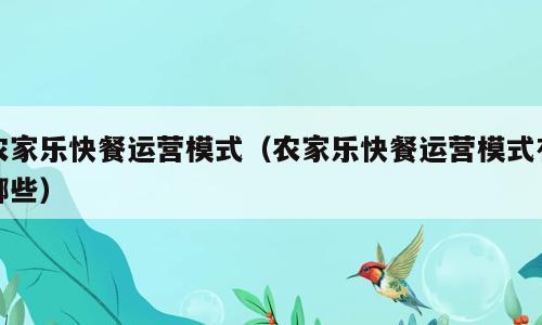 农家乐快餐运营模式（农家乐快餐运营模式有哪些）