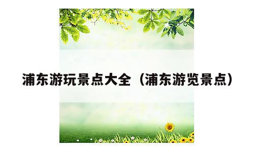浦东游玩景点大全（浦东游览景点）