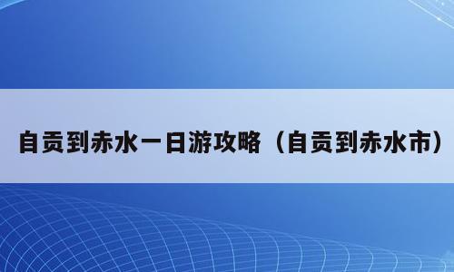 自贡到赤水一日游攻略（自贡到赤水市）