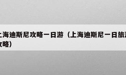 上海迪斯尼攻略一日游（上海迪斯尼一日旅游攻略）