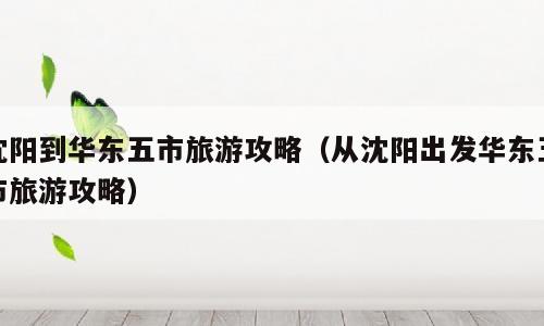 沈阳到华东五市旅游攻略（从沈阳出发华东五市旅游攻略）