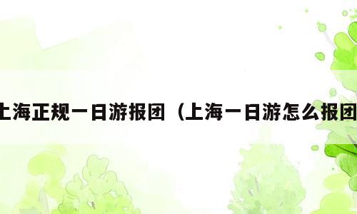 上海正规一日游报团（上海一日游怎么报团）