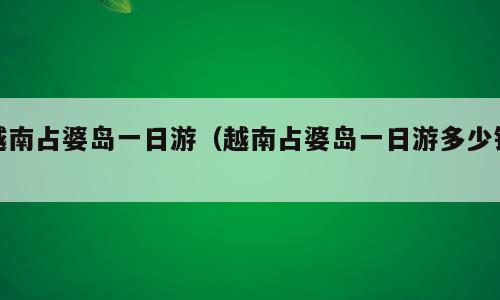 越南占婆岛一日游（越南占婆岛一日游多少钱）