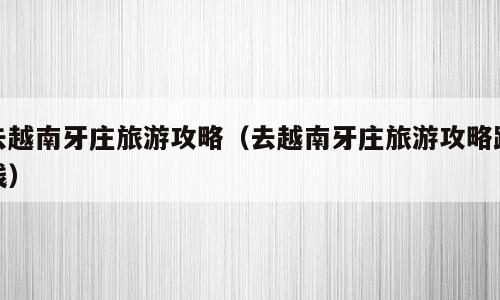 去越南牙庄旅游攻略（去越南牙庄旅游攻略路线）