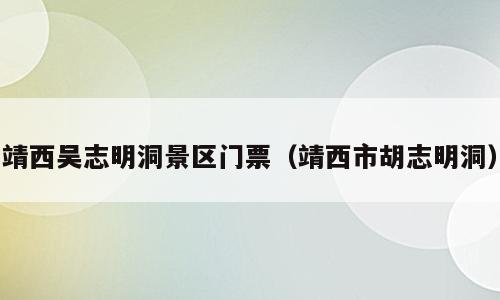 靖西吴志明洞景区门票（靖西市胡志明洞）