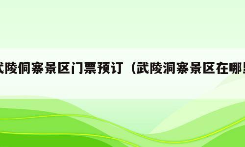 武陵侗寨景区门票预订（武陵洞寨景区在哪里）