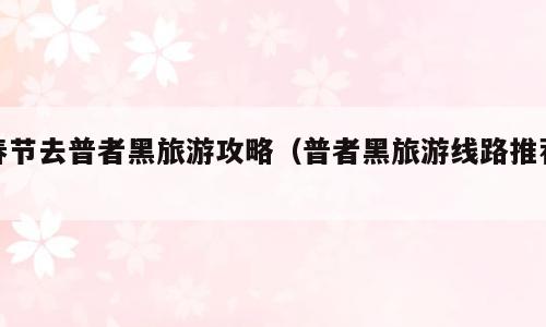 春节去普者黑旅游攻略（普者黑旅游线路推荐）