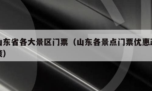 山东省各大景区门票（山东各景点门票优惠政策）