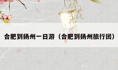 合肥到扬州一日游（合肥到扬州旅行团）