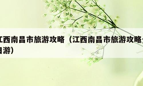 江西南昌市旅游攻略（江西南昌市旅游攻略一日游）