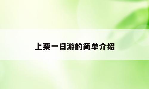 上栗一日游的简单介绍