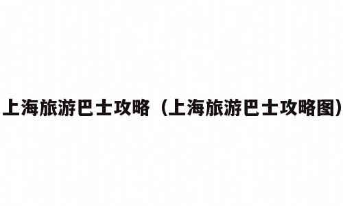 上海旅游巴士攻略（上海旅游巴士攻略图）