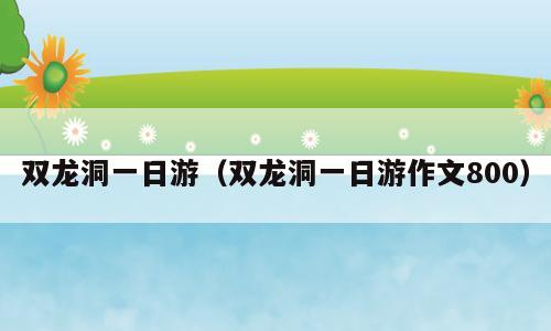 双龙洞一日游（双龙洞一日游作文800）