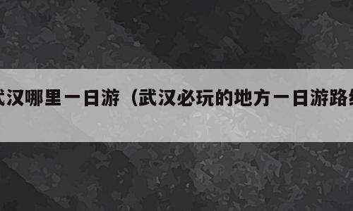 武汉哪里一日游（武汉必玩的地方一日游路线）