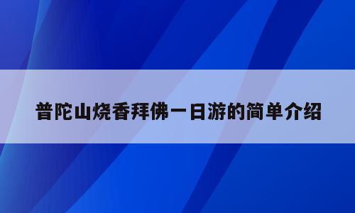 普陀山烧香拜佛一日游的简单介绍